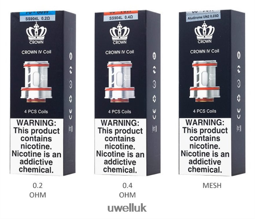 UWELL CROWN 4 REPLACEMENT COILS (4-PACK) Dual Coil 0.2ohm 4P2XFT182 - UWELL Vape Kit