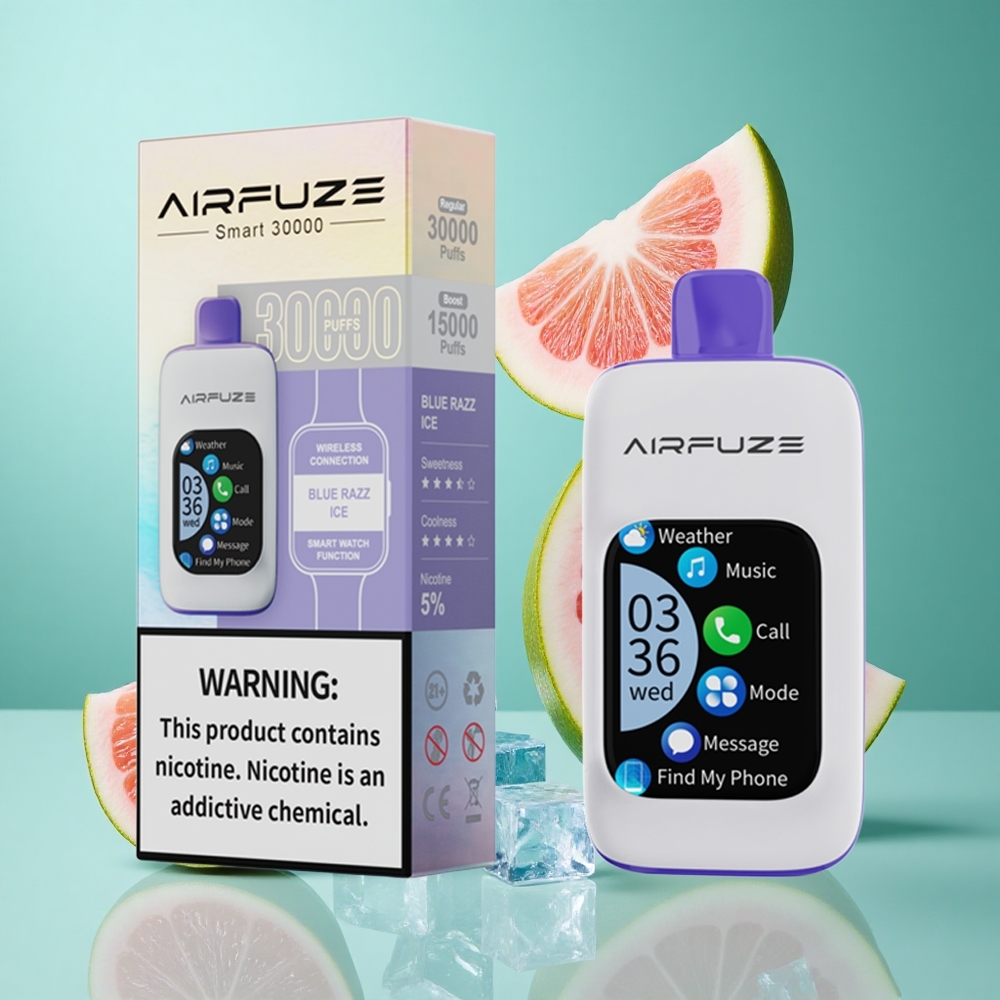 AirFuze Smart 30000 Puffs Disposable Pod Blue Razz Ice UK wholesale vapes 900mAh Type-C