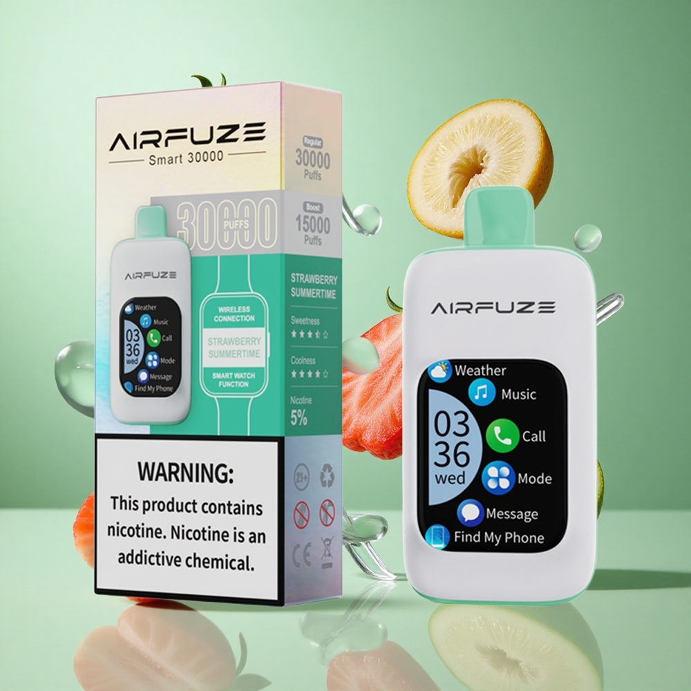 AirFuze Smart 30000 Puffs Disposable Strawberry Summertime UK wholesale vapes with 2.01\"TFT touch screen