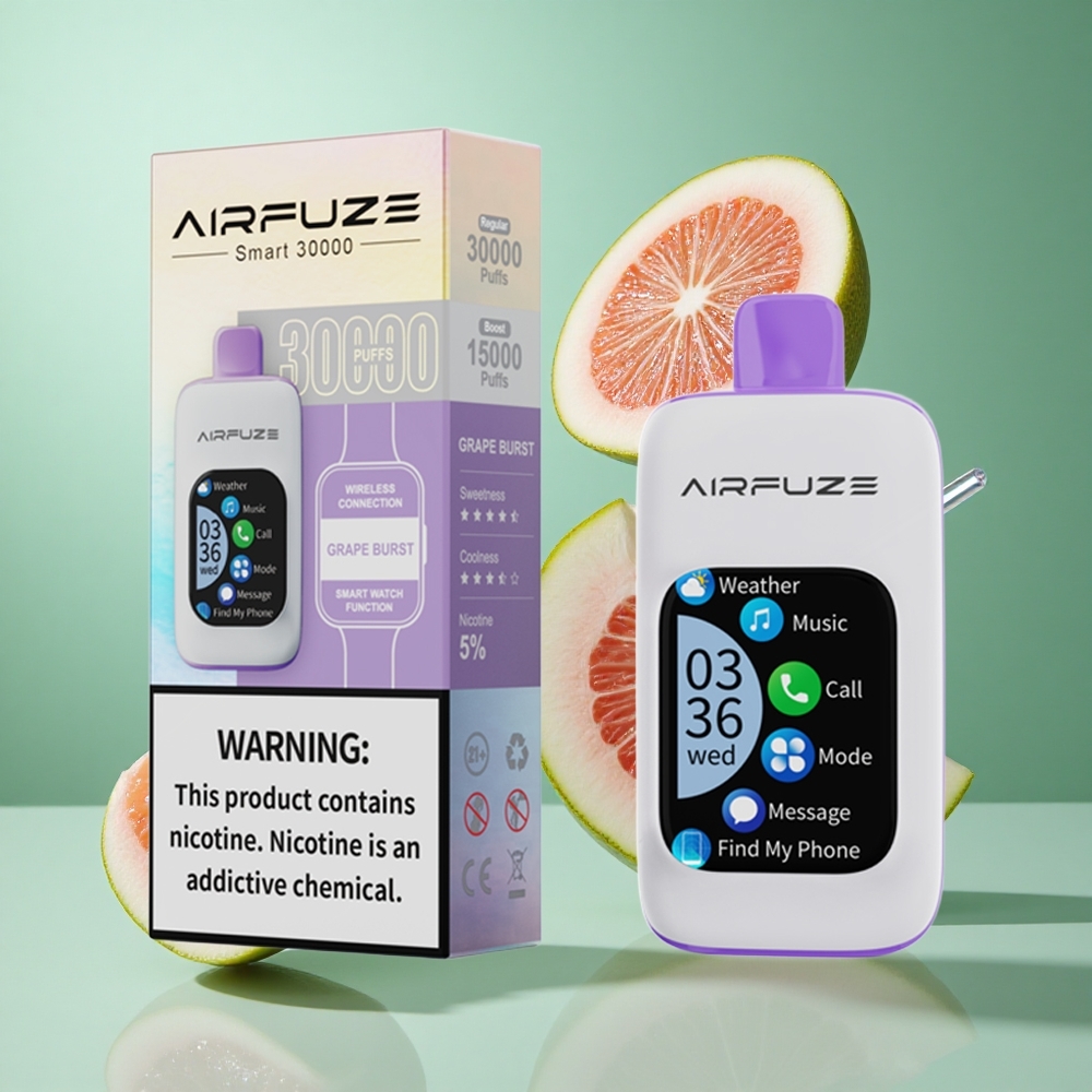 AirFuze Smart 30000 Puffs Disposable Vape Grape Burst UK wholesale vapes with 2.01\" Touch Screen
