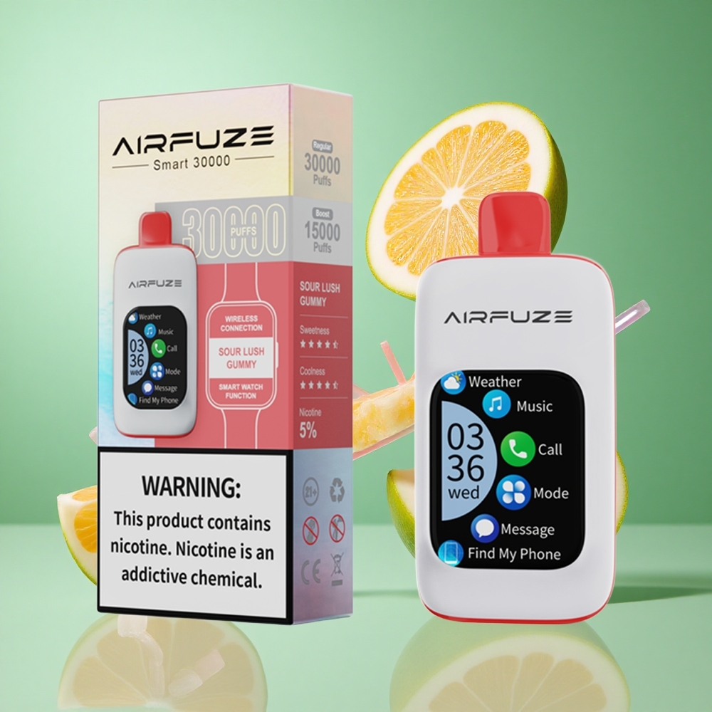 AirFuze Smart 30000 Puffs Disposable Vape Sour Lush Gummy 5% UK wholesale vapes 2.01\" TFT Touch Screen