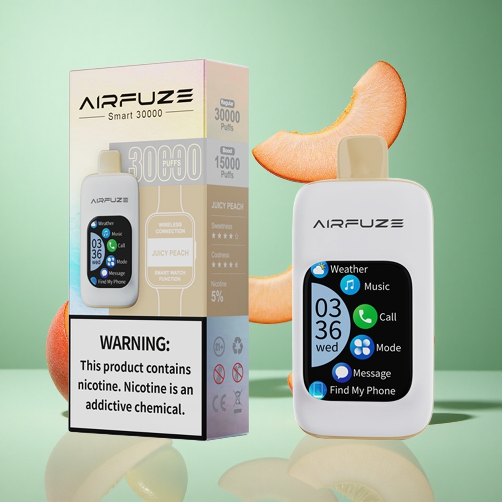 AirFuze Smart 30000 Puffs Juicy Peach UK Wholesale Vapes with 2.01\" Touch Screen