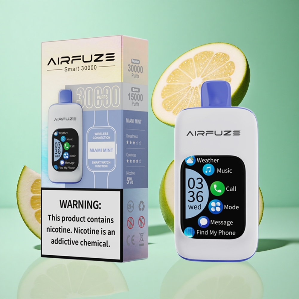 AirFuze Smart 30000 Puffs Miami Mint Disposable Vape UK wholesale vapes with 2.01\"TFT Touch Screen
