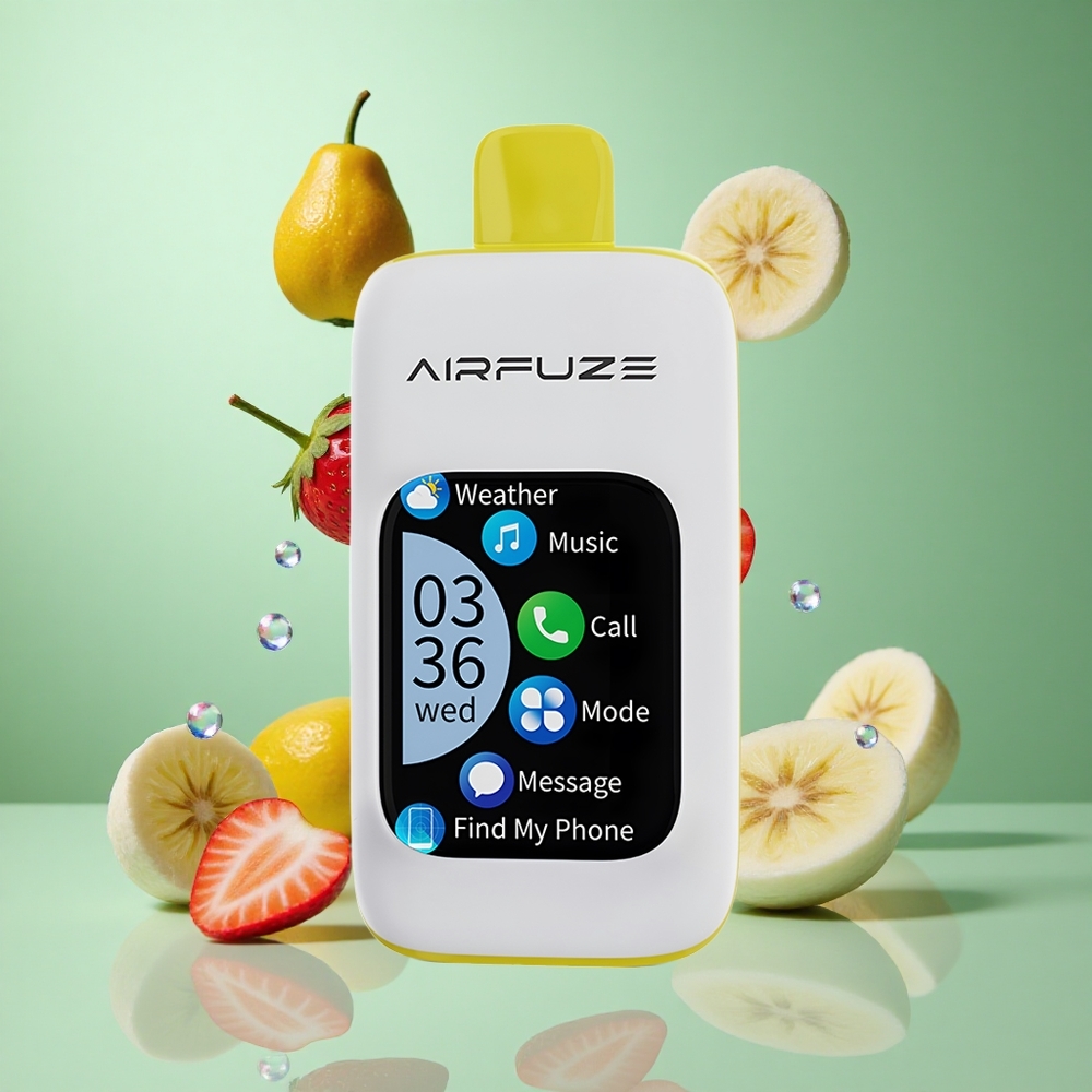 AirFuze Smart 30000 Puffs Strawberry Banana UK wholesale vapes with 2.01"TFT Touch Screen & Type-C