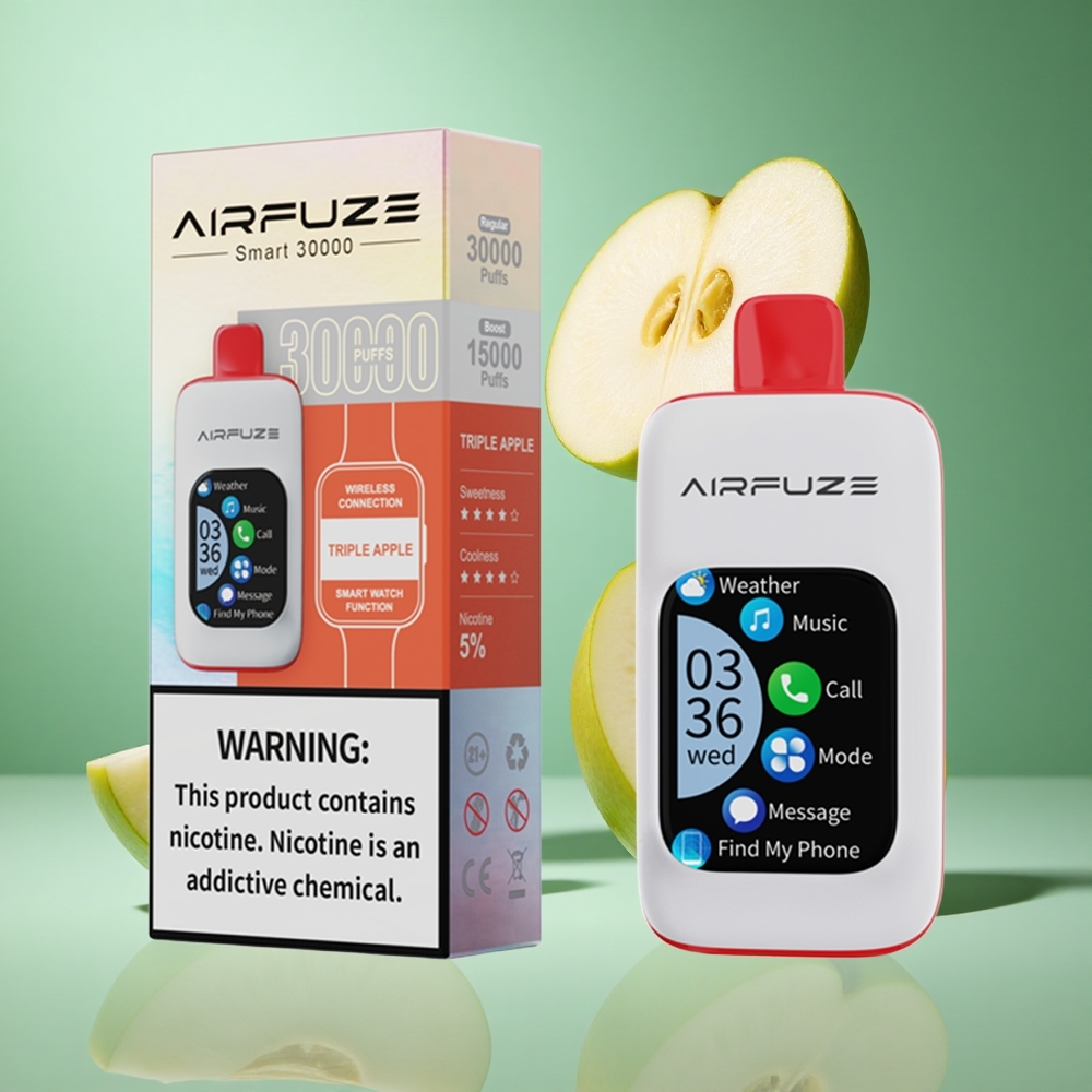 AirFuze Smart 30000 Puffs Triple Apple UK wholesale vapes with 2.01\" TFT touch screen & Type-C