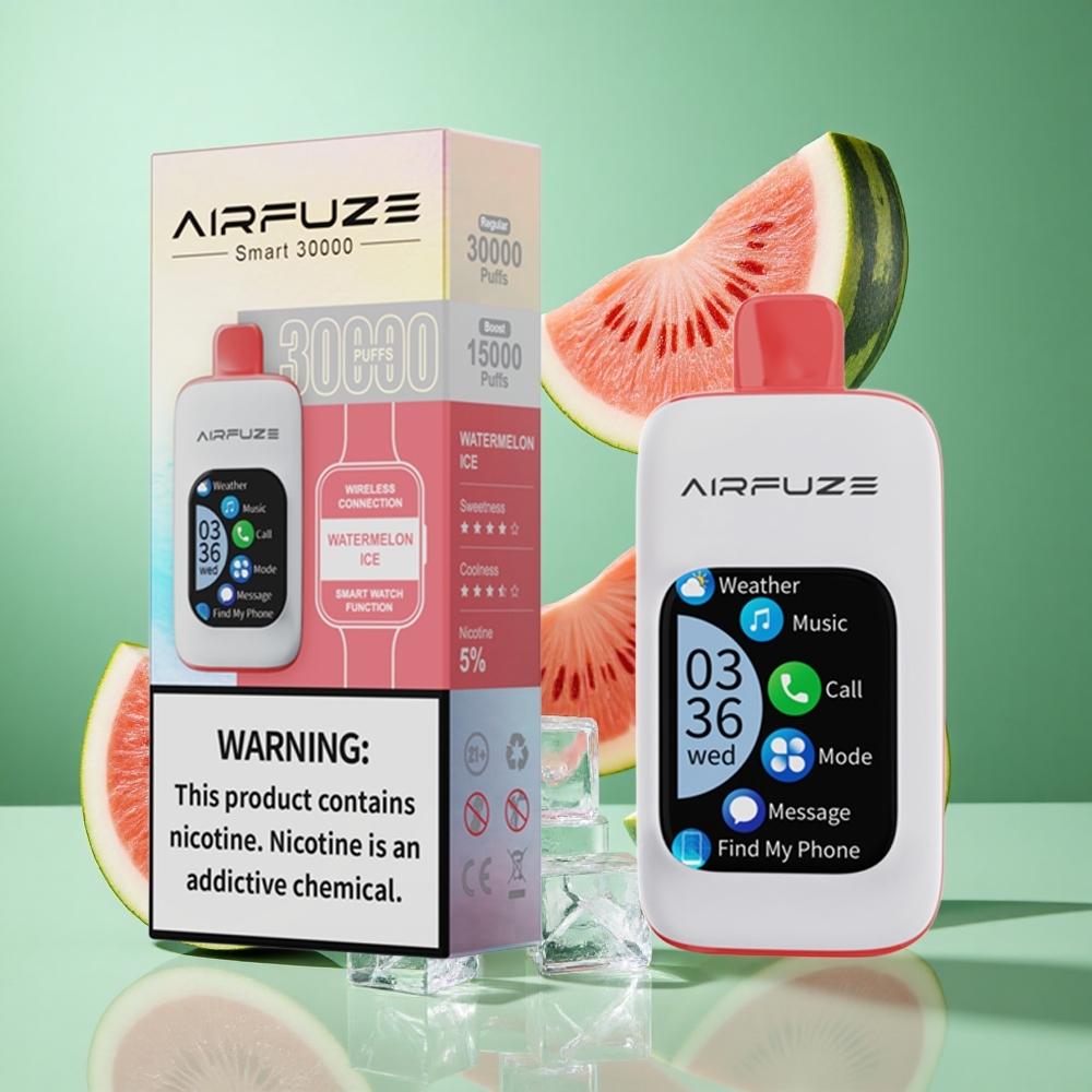 AirFuze Smart 30000 Puffs Watermelon Ice UK wholesale vapes with 2.01\"TFT touch screen & Type-C