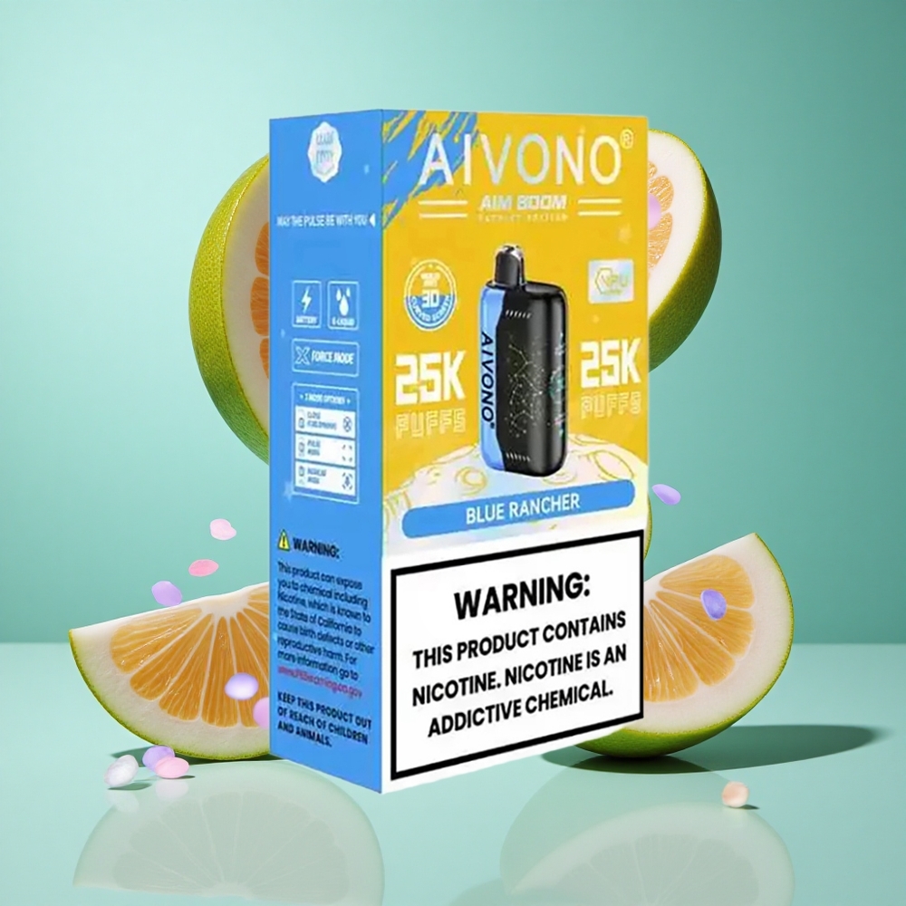 Aivono AIM BOOM 25000 Puffs Blue Rancher UK Wholesale Vapes 28ml E-Liquid Type-C Charging