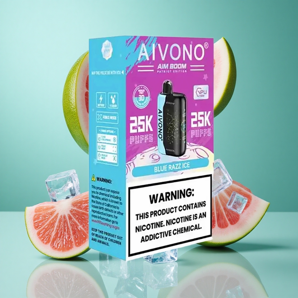 Aivono AIM BOOM 25000 Puffs Blue Razz Ice UK Wholesale Vapes Type-C Charging 650mAh