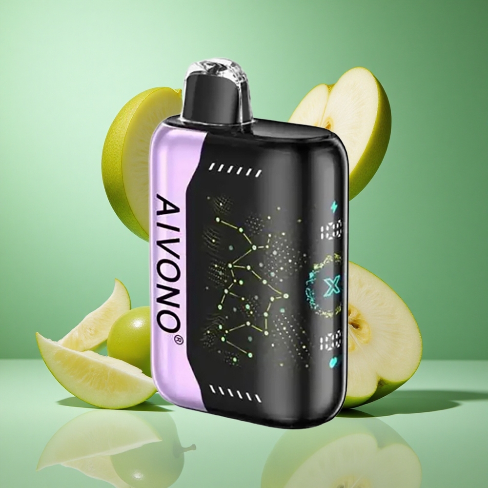 Aivono AIM BOOM 25000 Puffs Green Apple Grape UK Wholesale Vapes 28ml E-Liquid Type-C Charging