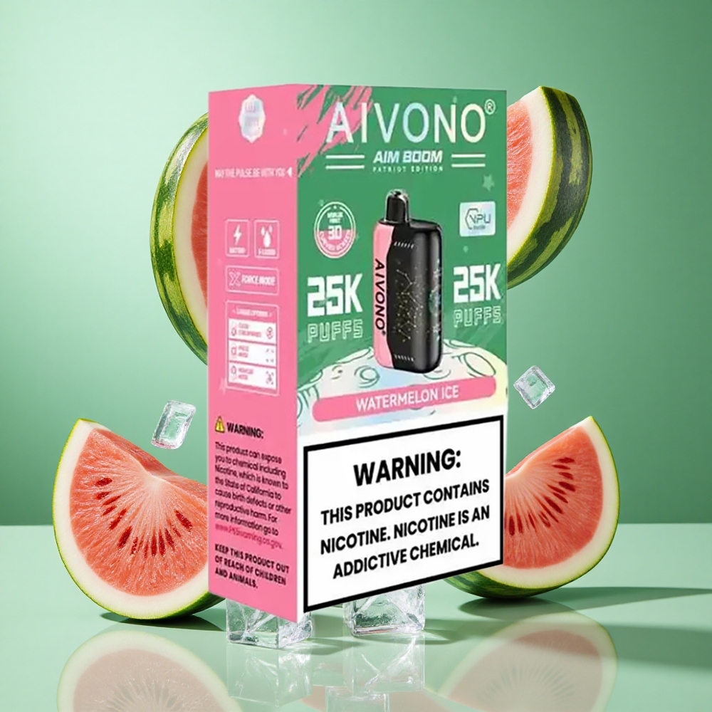 Aivono AIM BOOM 25000 Puffs Watermelon Ice UK Wholesale Vapes 28ml E-Liquid Type-C Charging