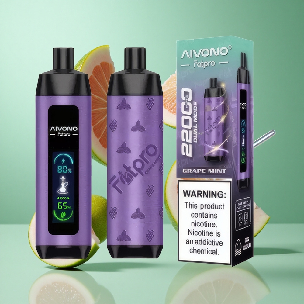 Aivono AIM FATPRO 22000 Puffs Grape Mint UK Wholesale Vapes 28ml E-liquid 600mAh Rechargeable