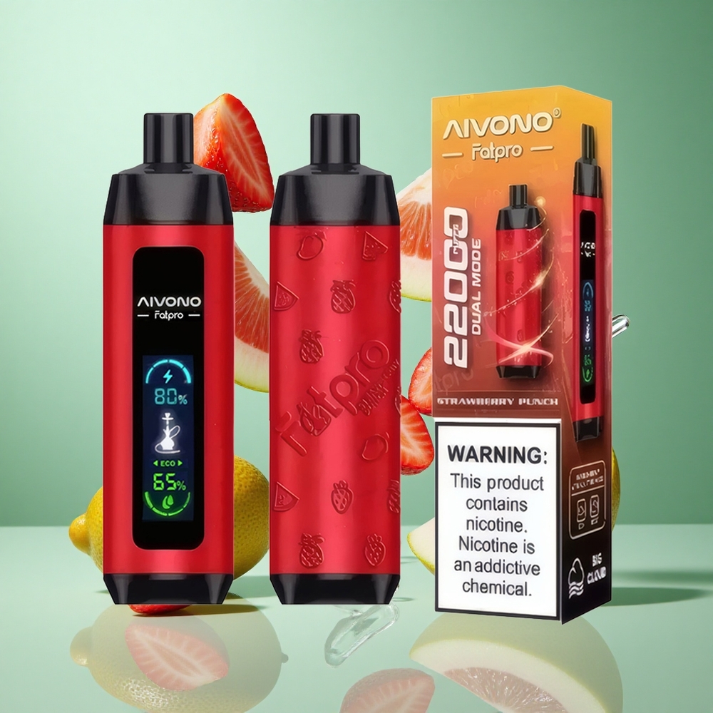 Aivono AIM FATPRO 22000 Puffs Strawberry Punch UK Wholesale Vapes 28ml E-liquid 600mAh Rechargeable