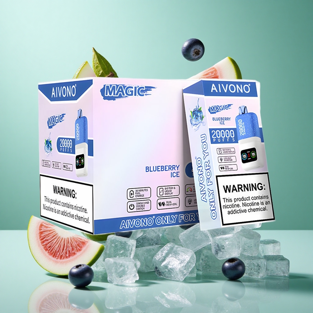 Aivono AIM MAGIC 20000 Puffs Blueberry Ice UK Wholesale Vapes Dual Mesh Coils