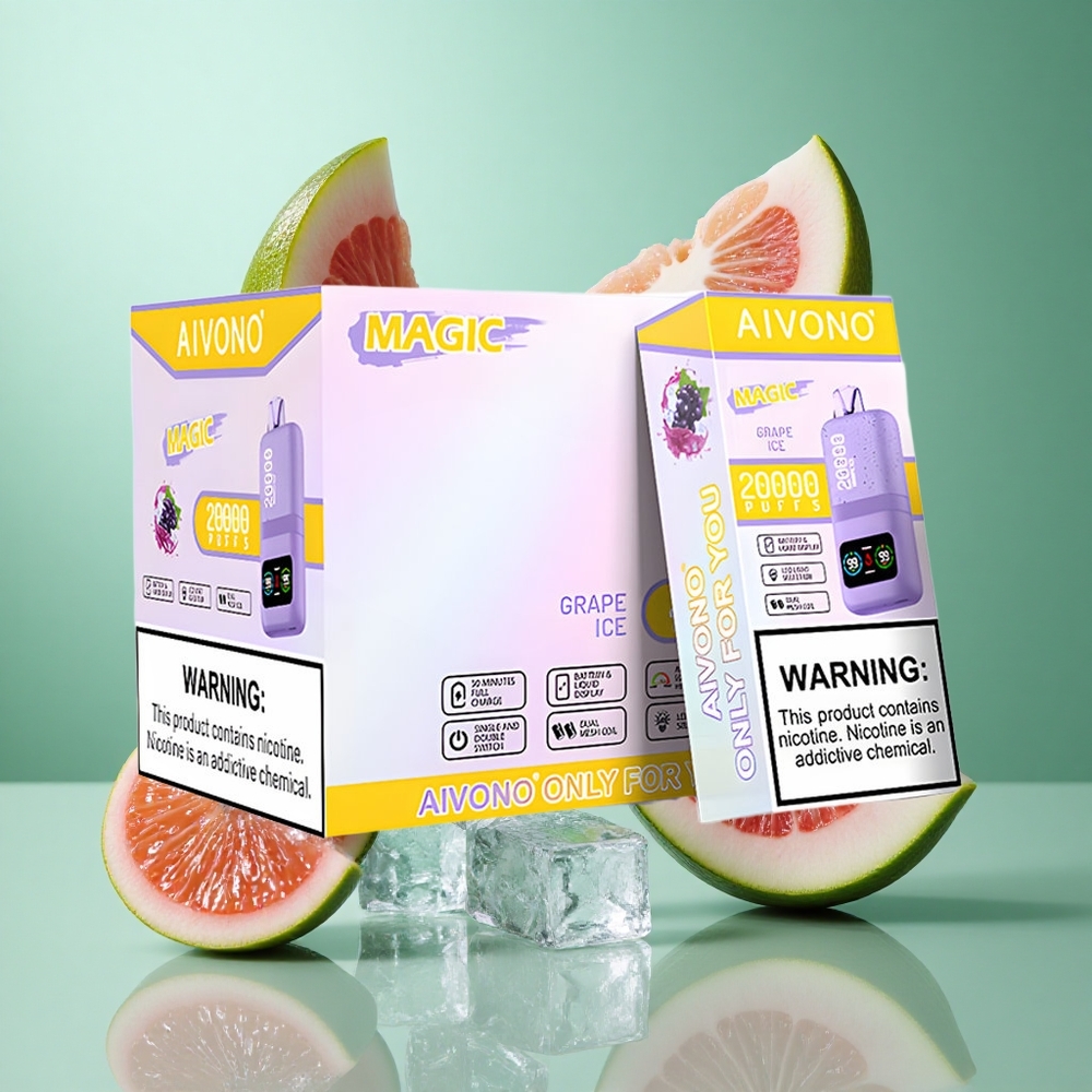 Aivono AIM MAGIC 20000 Puffs Grape Ice UK Wholesale Vapes Dual Mesh Coils Type-C Rechargeable