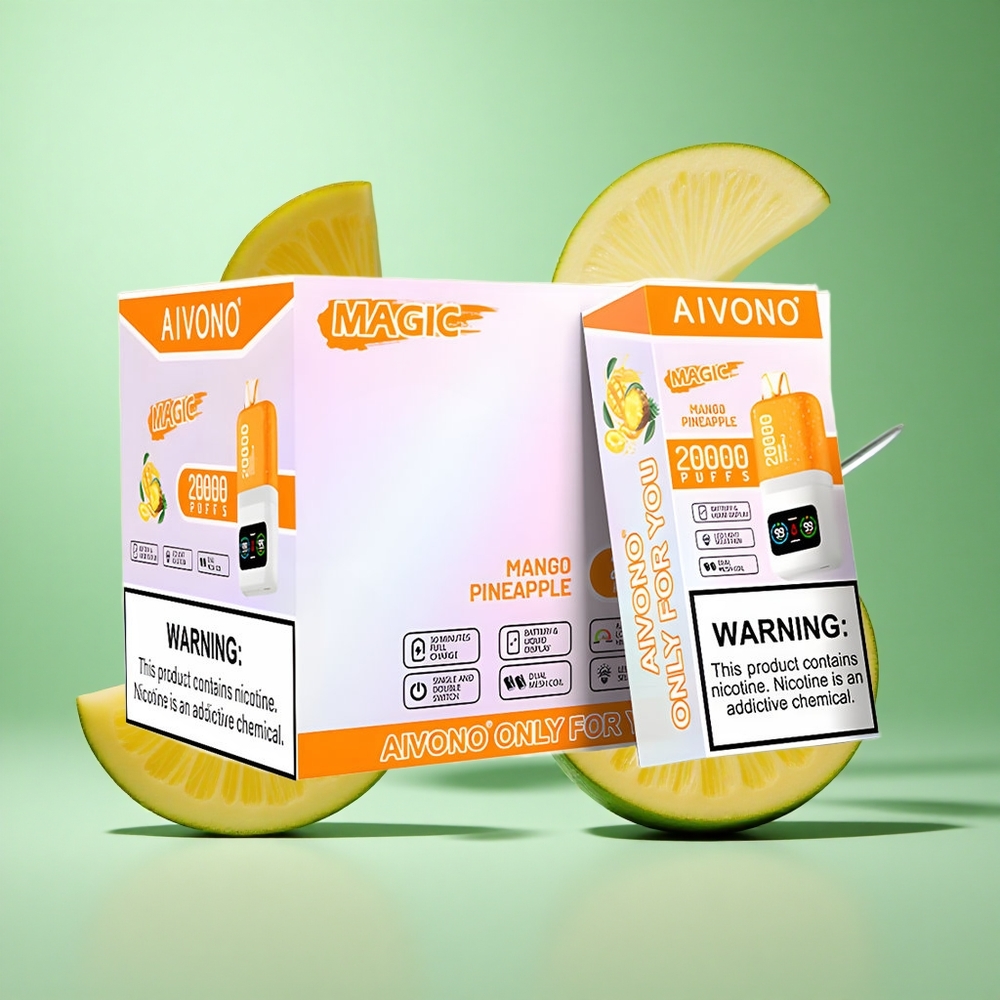 Aivono AIM MAGIC 20000 Puffs Mango Pineapple UK wholesale vapes Dual Mesh Coils Type-C Rechargeable