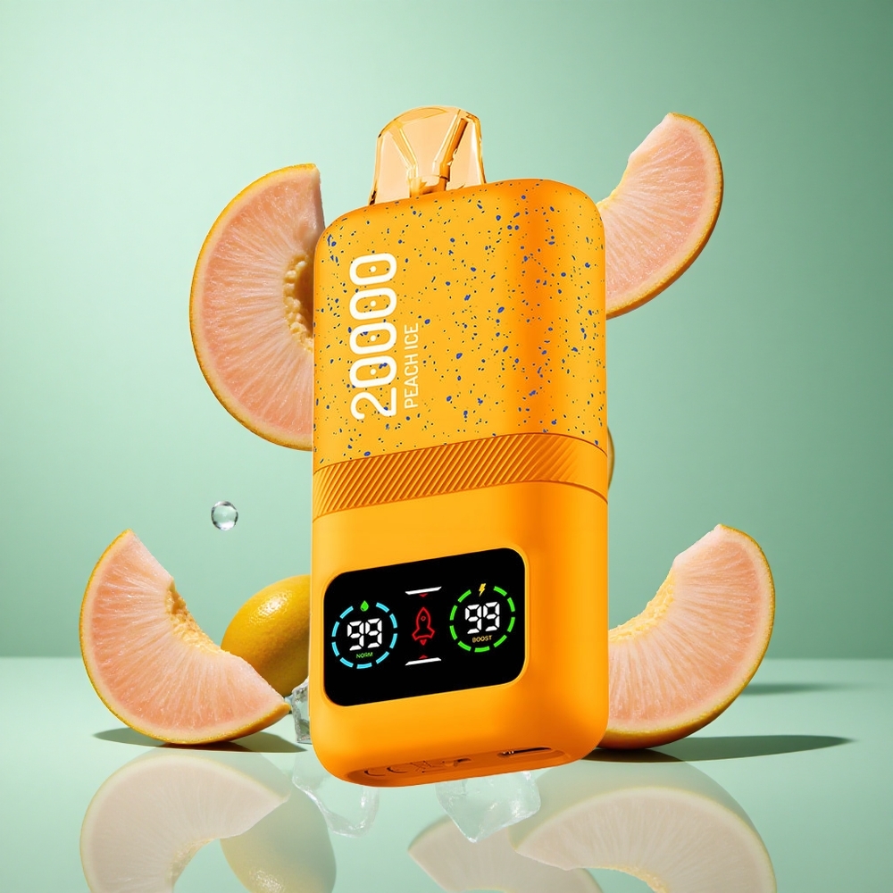 Aivono AIM MAGIC 20000 Puffs Peach Ice UK Wholesale Vapes Dual Mesh Coils LCD Display