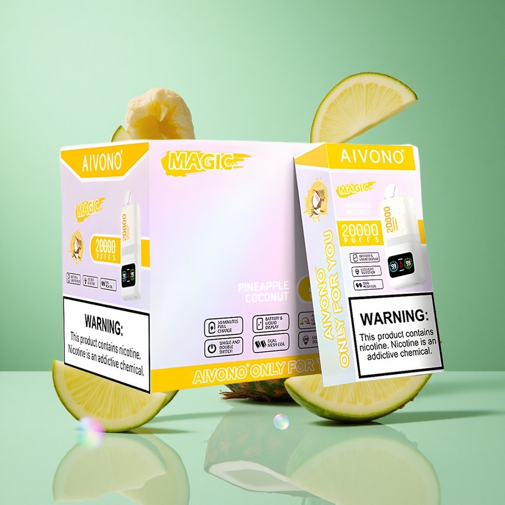 Aivono AIM MAGIC 20000 Puffs Pineapple Coconut UK Wholesale Vapes Dual Mesh Coils