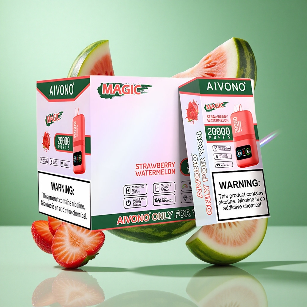 Aivono AIM MAGIC 20000 Puffs Strawberry Watermelon UK Wholesale Vapes Dual Mesh Coils