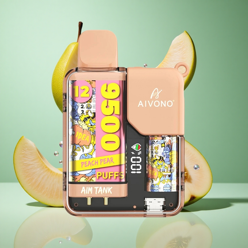 Aivono AIM-TANK 9500 Puffs Peach Pear UK Wholesale Vapes 18ml E-liquid 650mAh Battery