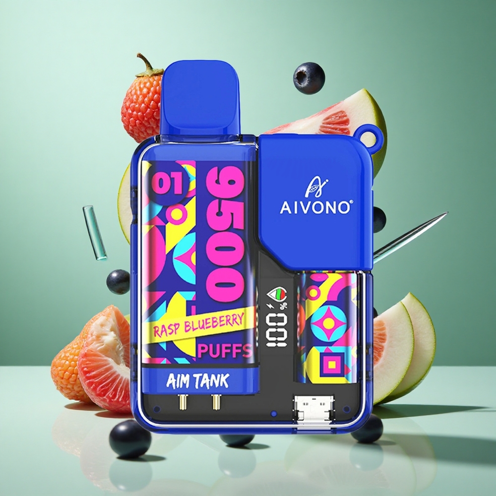 Aivono AIM-TANK 9500 Puffs Rasp Blueberry UK wholesale vapes 18ml E-liquid 650mAh Battery