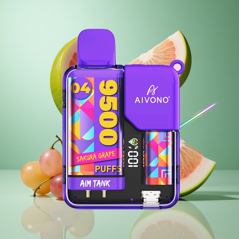 Aivono AIM-TANK 9500 Puffs Sakura Grape UK wholesale vapes 18ml 650mAh