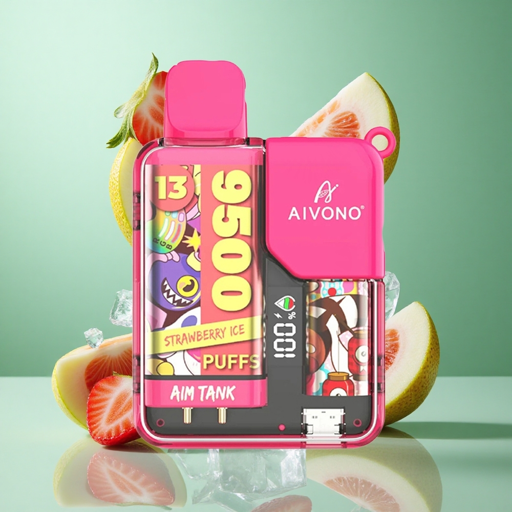 Aivono AIM-TANK 9500 Puffs Strawberry Ice UK Wholesale Vapes 18ml E-liquid 650mAh Battery