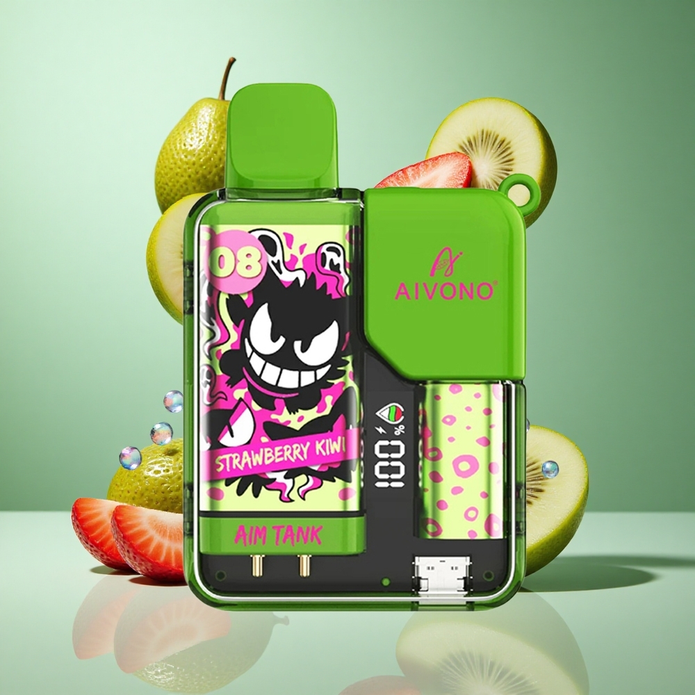 Aivono AIM-TANK 9500 Puffs Strawberry Liwi UK wholesale vapes 18ml 650mAh LCD