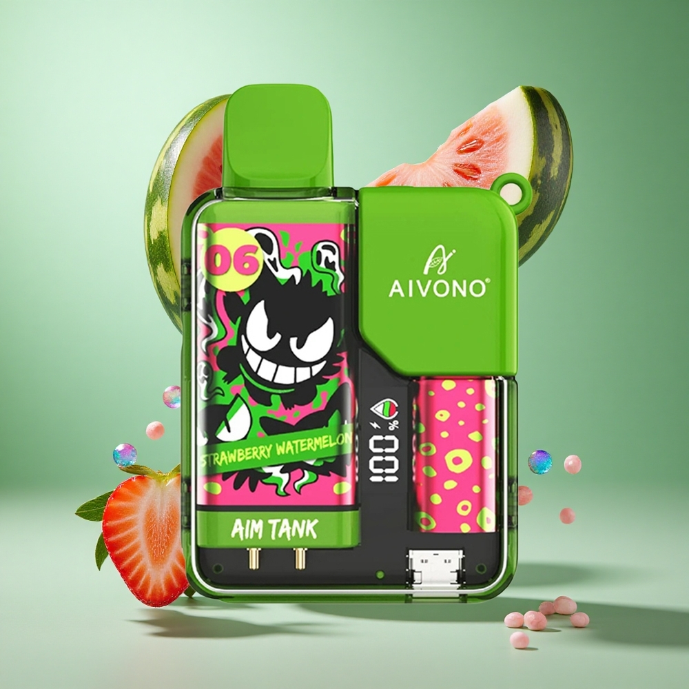 Aivono AIM-TANK 9500 Puffs Strawberry Watermelon UK wholesale vapes 18ml E-liquid 650mAh Battery
