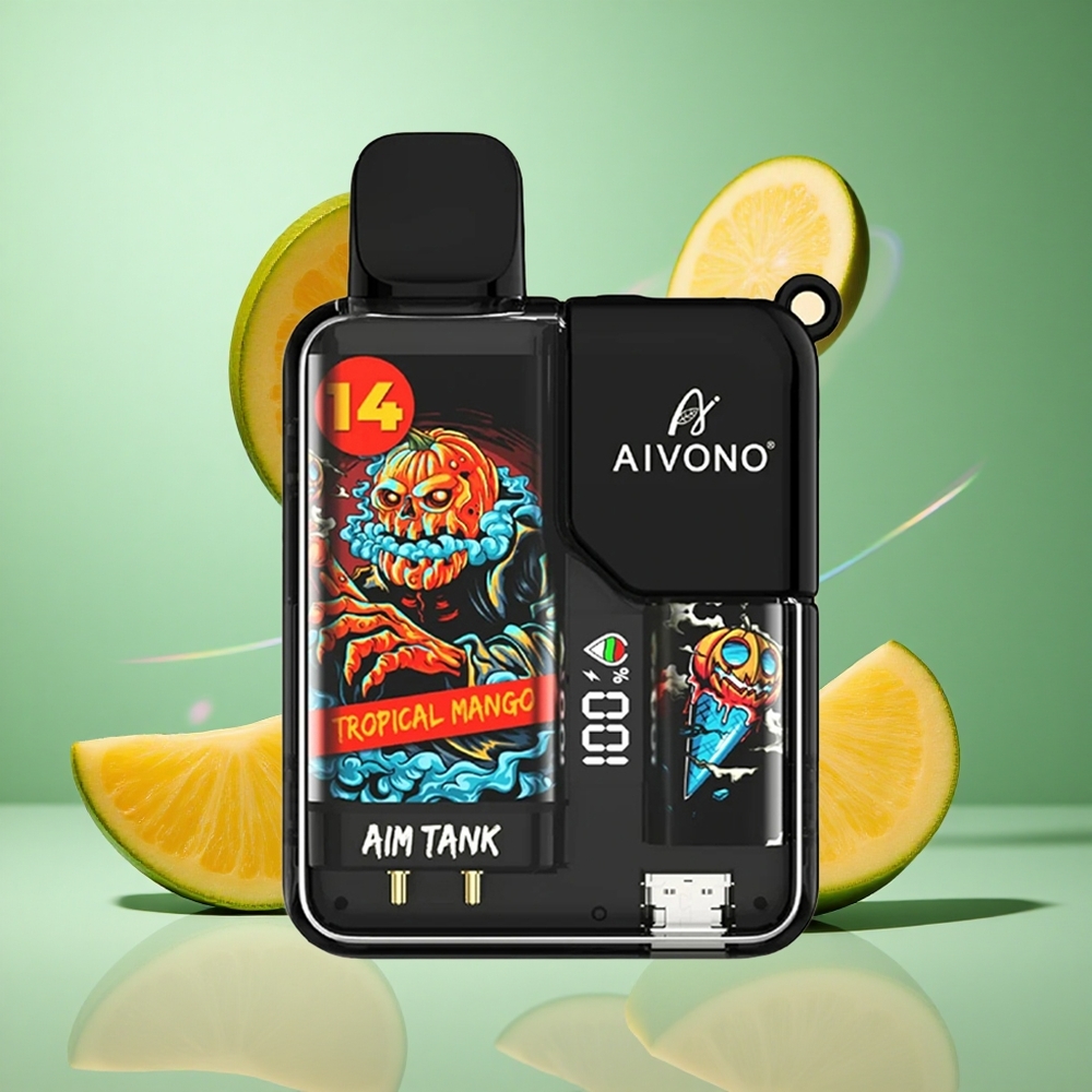 Aivono AIM-TANK 9500 Puffs Tropical Mango UK Wholesale Vapes 18ml E-liquid Capacity 650mAh Battery