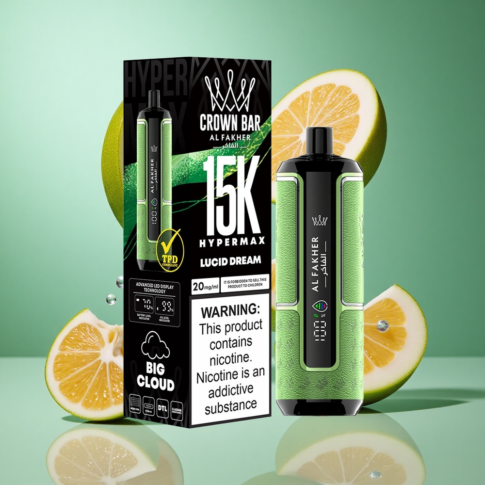 Al Fakher Crown Bar 15K Hypermax Disposable Vape Kit Lucid Dream 22ml UK Wholesale Vapes