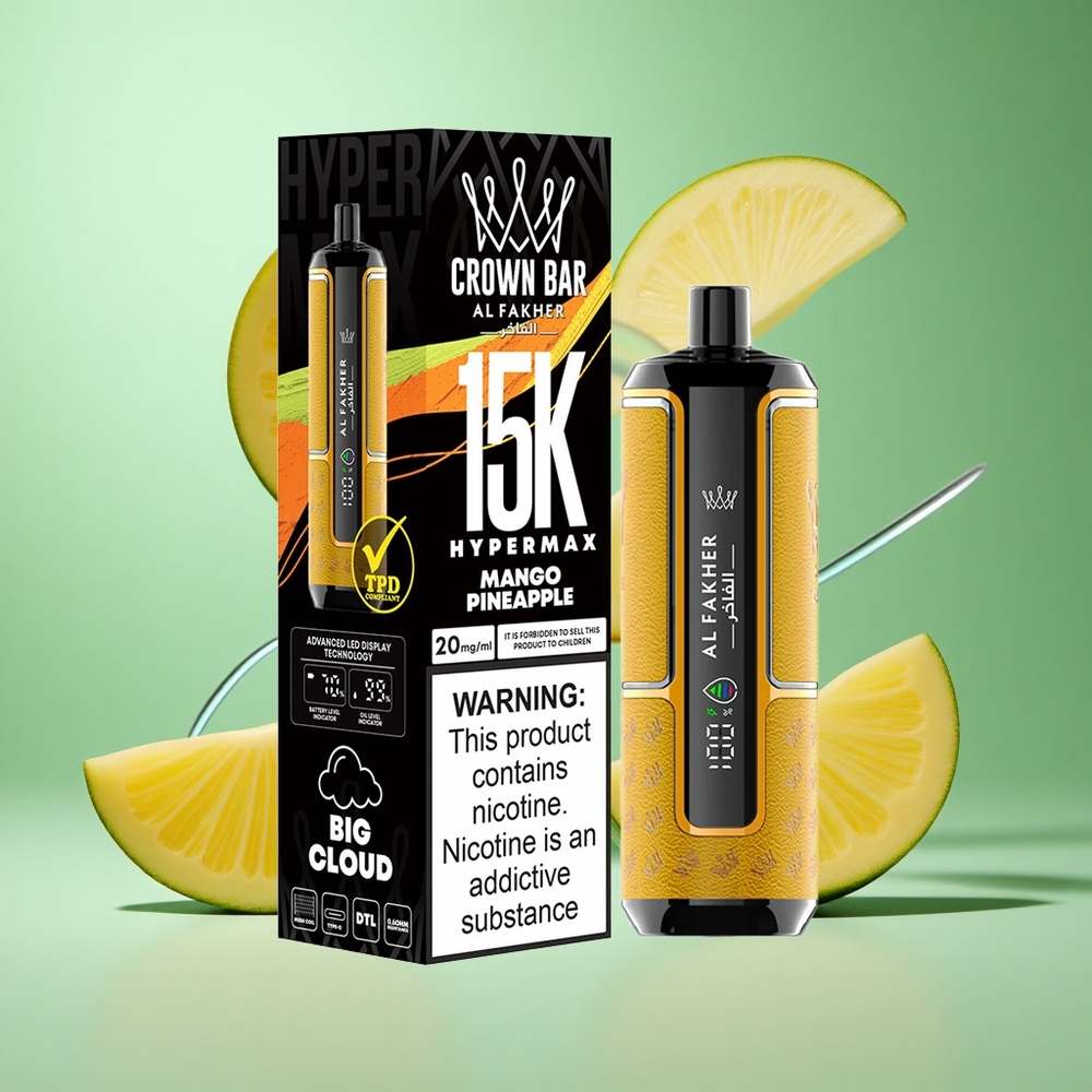 Al Fakher Crown Bar 15K Hypermax Disposable Vape Kit Mango Pineapple UK wholesale vapes 22ml 15,000 Puffs