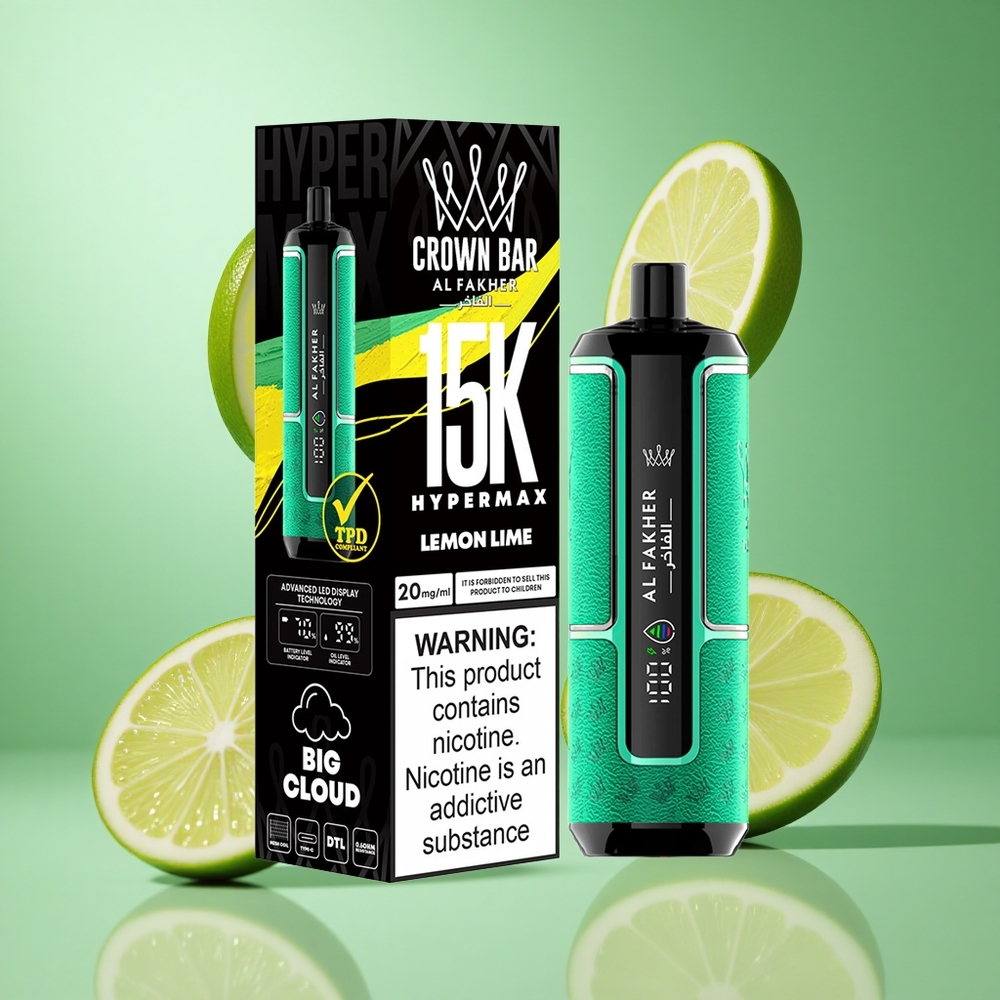 Al Fakher Crown Bar 15K Hypermax Lemon Lime UK wholesale vapes 22ml 15K puffs