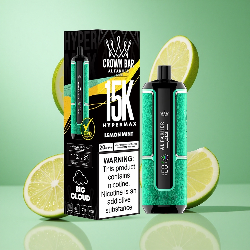 Al Fakher Crown Bar 15K Hypermax Lemon Mint UK Wholesale Vapes 22ml DTL
