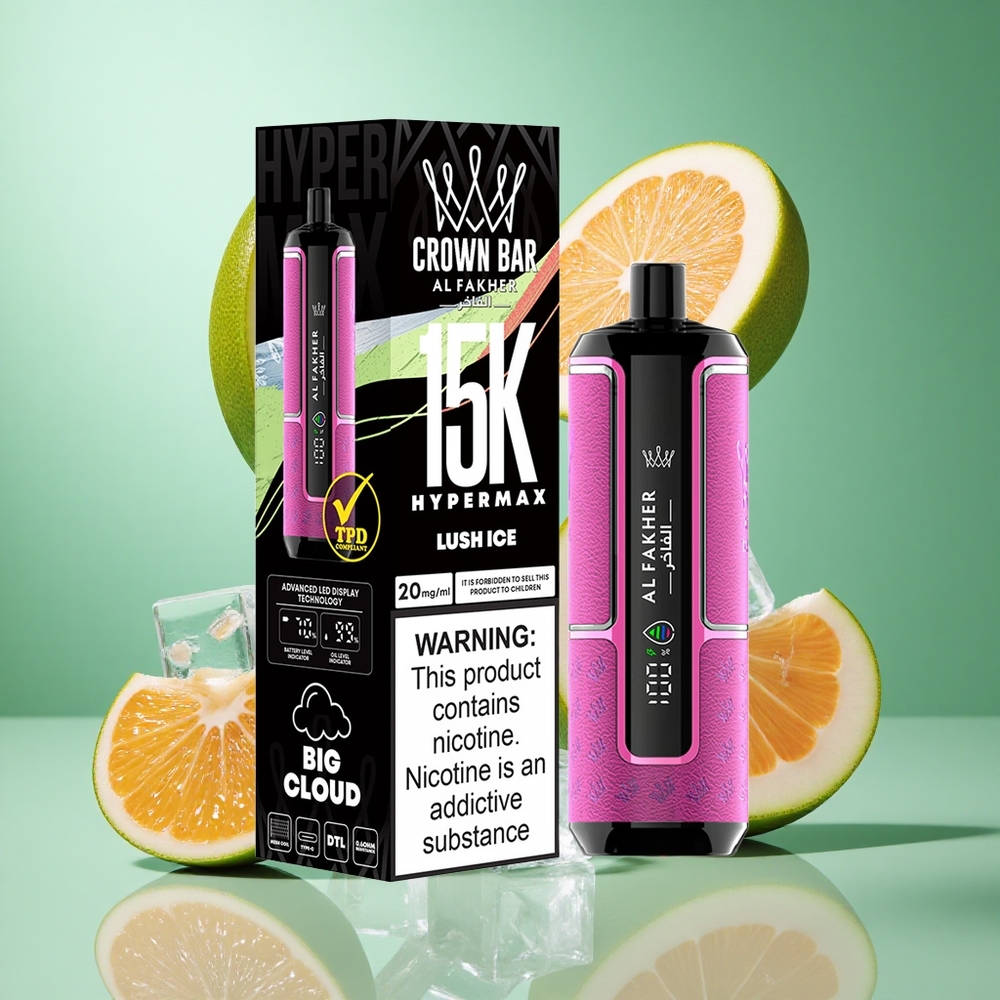 Al Fakher Crown Bar 15K Hypermax Luch Ice Disposable Vape Kit 22ml 15,000 Puffs UK Wholesale Vapes
