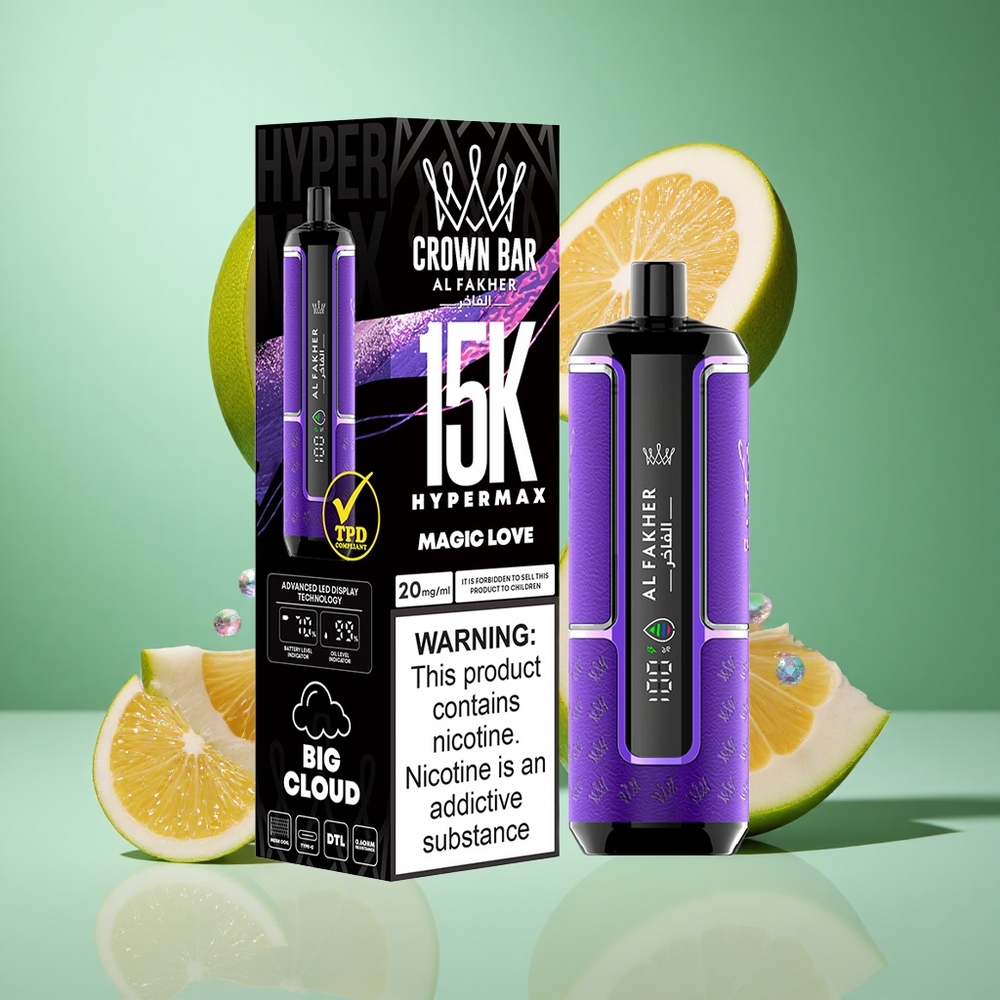Al Fakher Crown Bar 15K Hypermax Magic Love Disposable Vape Kit 15,000 Puffs UK Wholesale Vapes Compact Portable