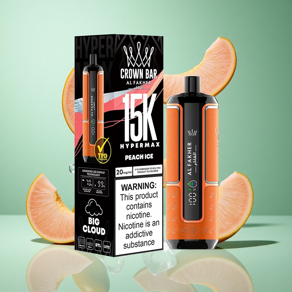 Al Fakher Crown Bar 15K Peach Ice Hypermax UK Wholesale Vapes 22ml DTL 6mg Nicotine