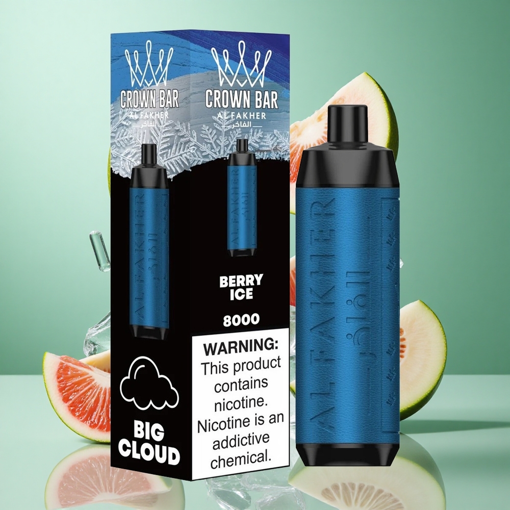 Al Fakher Crown Bar 8000 Berry Ice UK Wholesale Vapes Disposable with 18ml e-Liquid Capacity