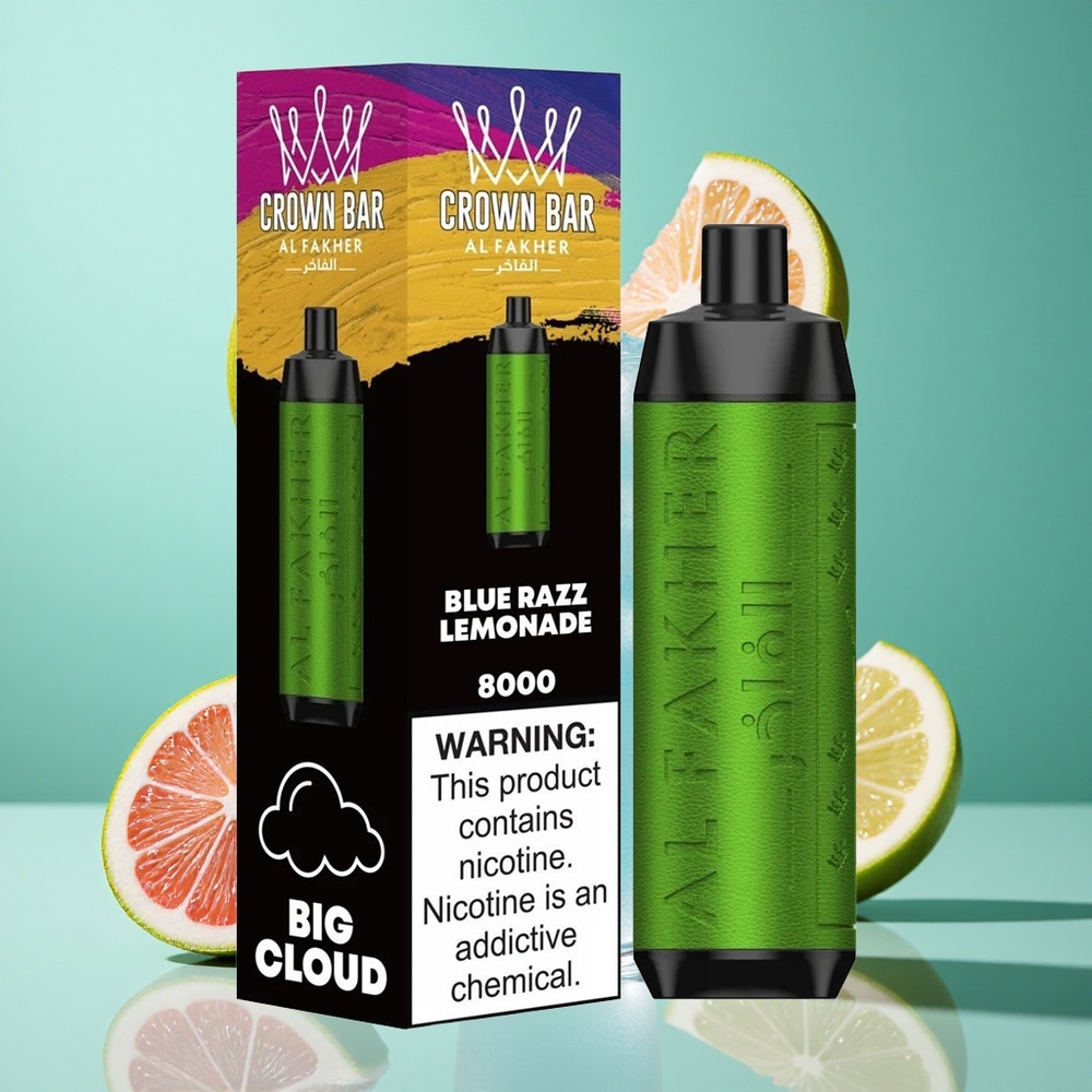 Al Fakher Crown Bar 8000 Blue Razz Lemonade UK wholesale vapes 18ml e-Liquid Capacity