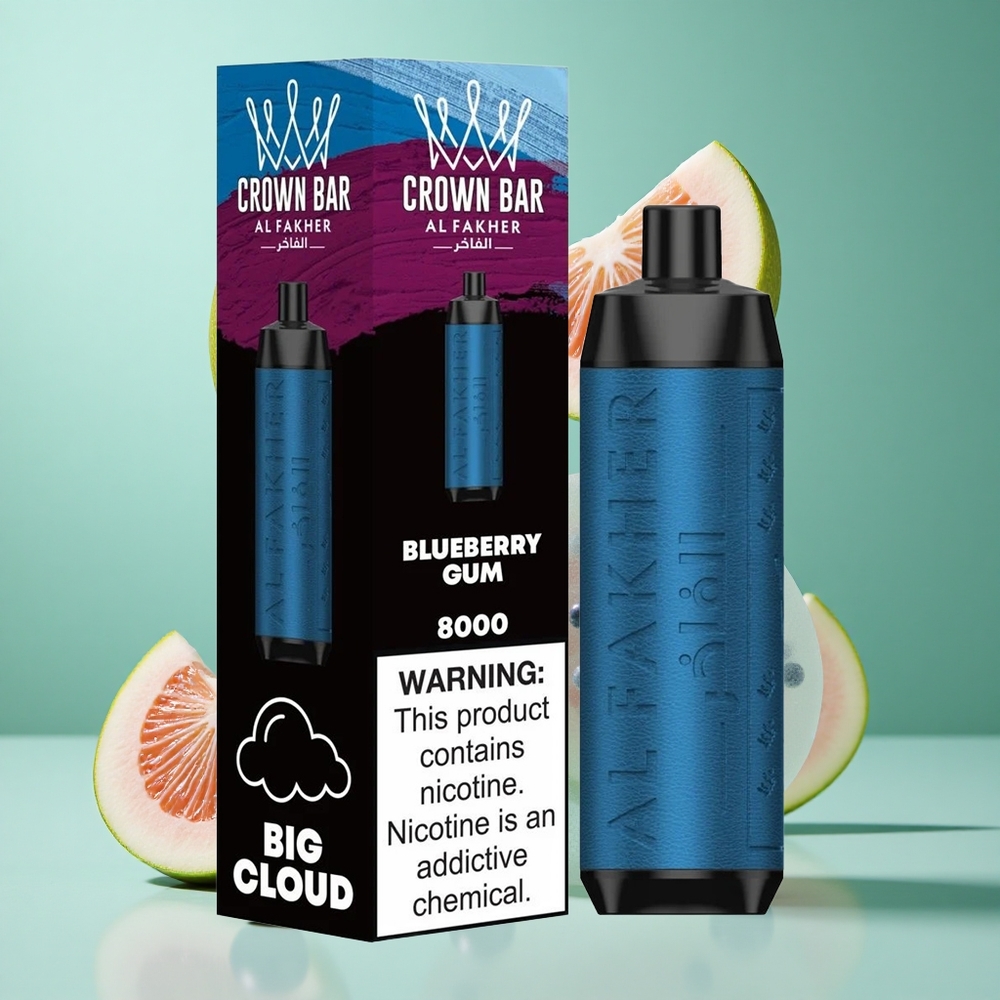 Al Fakher Crown Bar 8000 Blueberry Gum UK Wholesale Vapes 18ml e-Liquid 5mg Nicotine