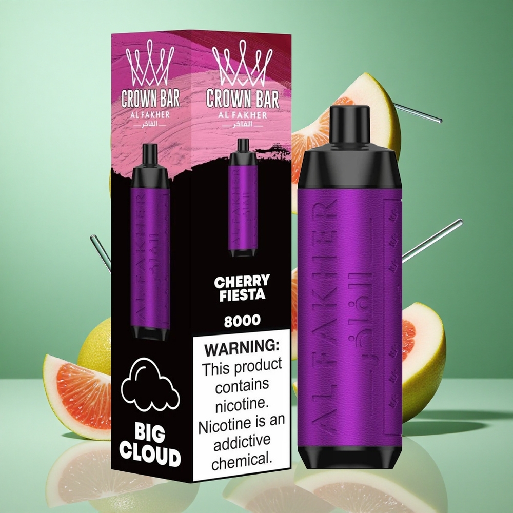 Al Fakher Crown Bar 8000 Cherry Fiesta UK Wholesale Vapes 18ml 5mg Nicotine