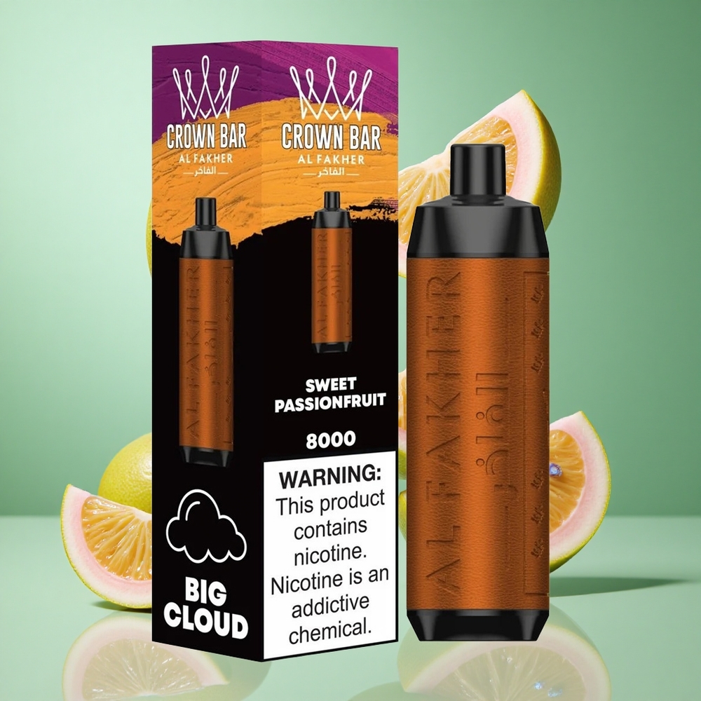 Al Fakher Crown Bar 8000 Crystal Disposable Vape Sweet Passionfruit 18ml UK Wholesale Vapes Compact And Sleek