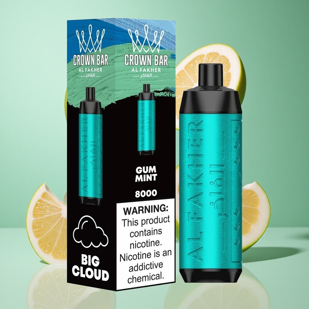 Al Fakher Crown Bar 8000 Crystal Gum Mint UK wholesale vapes 18ml e-Liquid USB-C 600mAh