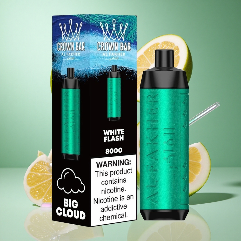 Al Fakher Crown Bar 8000 Crystal White Flash Disposable Vape UK Wholesale Vapes 18ml e-Liquid Capacity