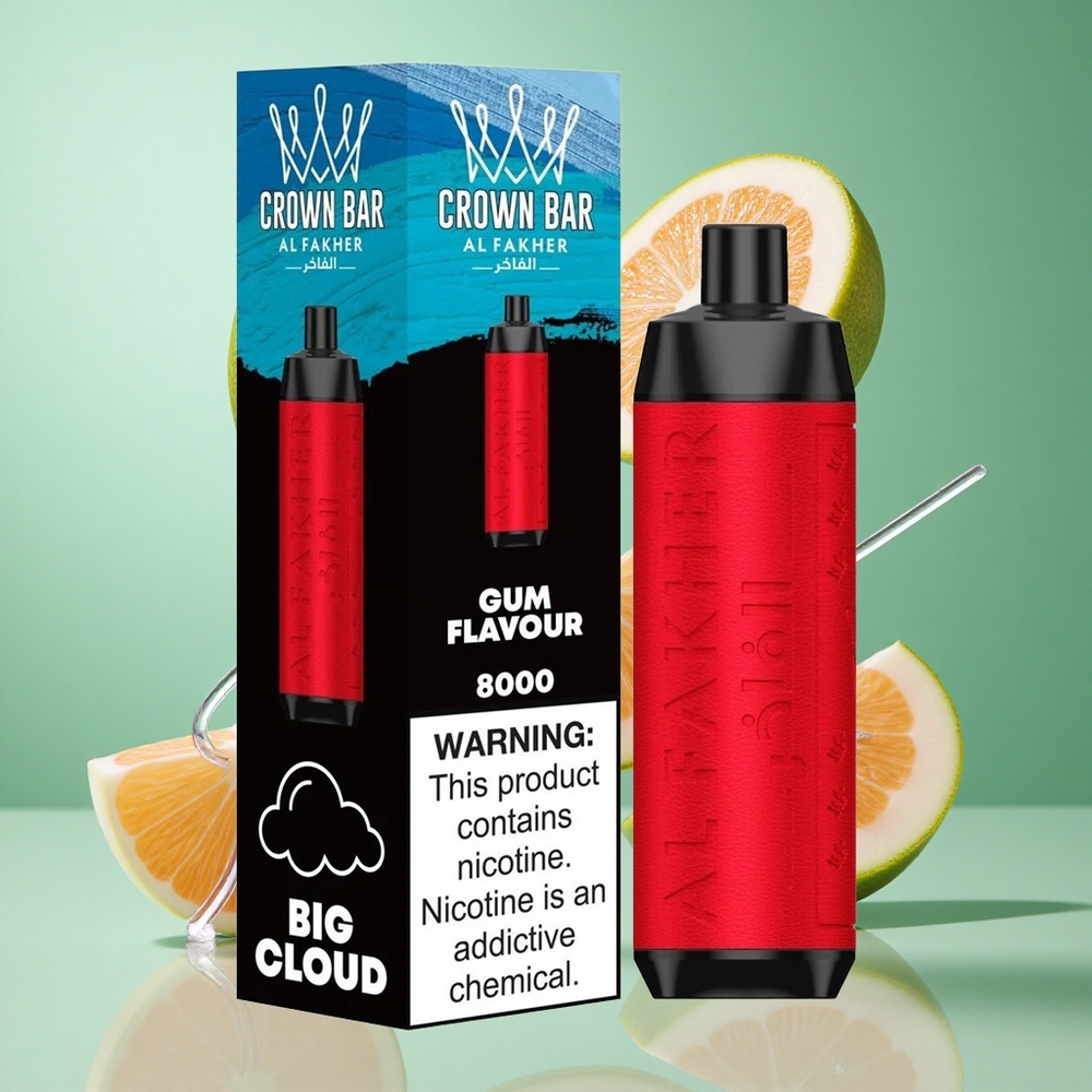 Al Fakher Crown Bar 8000 Gum UK wholesale vapes 18ml e-Liquid Capacity