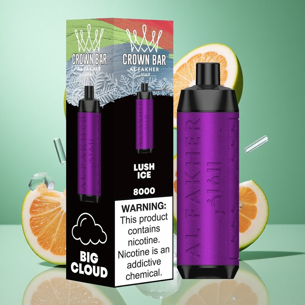 Al Fakher Crown Bar 8000 Ice Lush Crystal Disposable Vape UK Wholesale Vapes 18ml e-Liquid