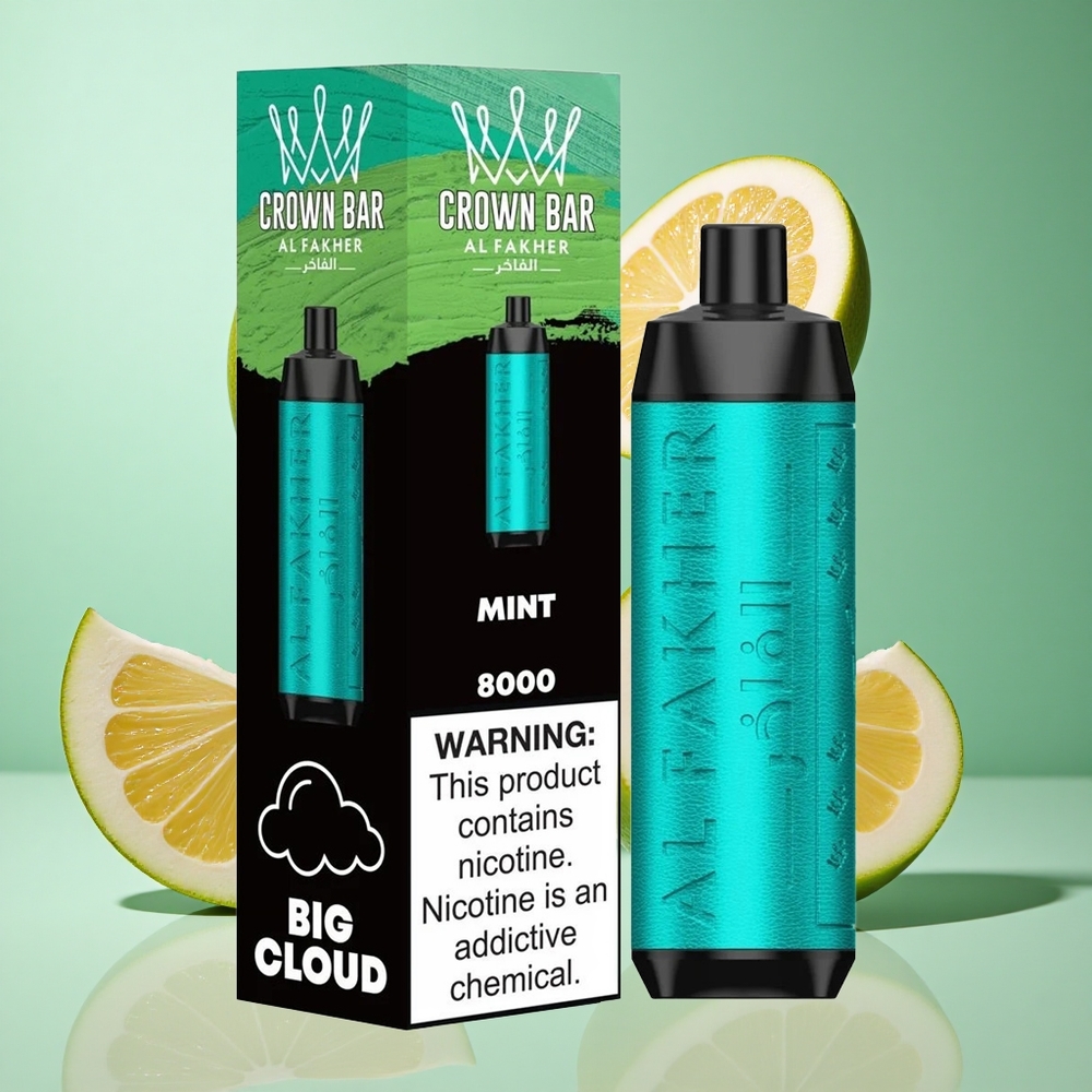 Al Fakher Crown Bar 8000 Mint Crystal Disposable Vape UK Wholesale Vapes 18ml Easy-To-Use