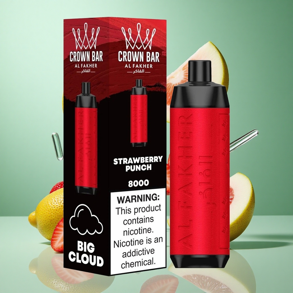 Al Fakher Crown Bar 8000 Strawberry Punch UK wholesale vapes 18ml e-Liquid Capacity