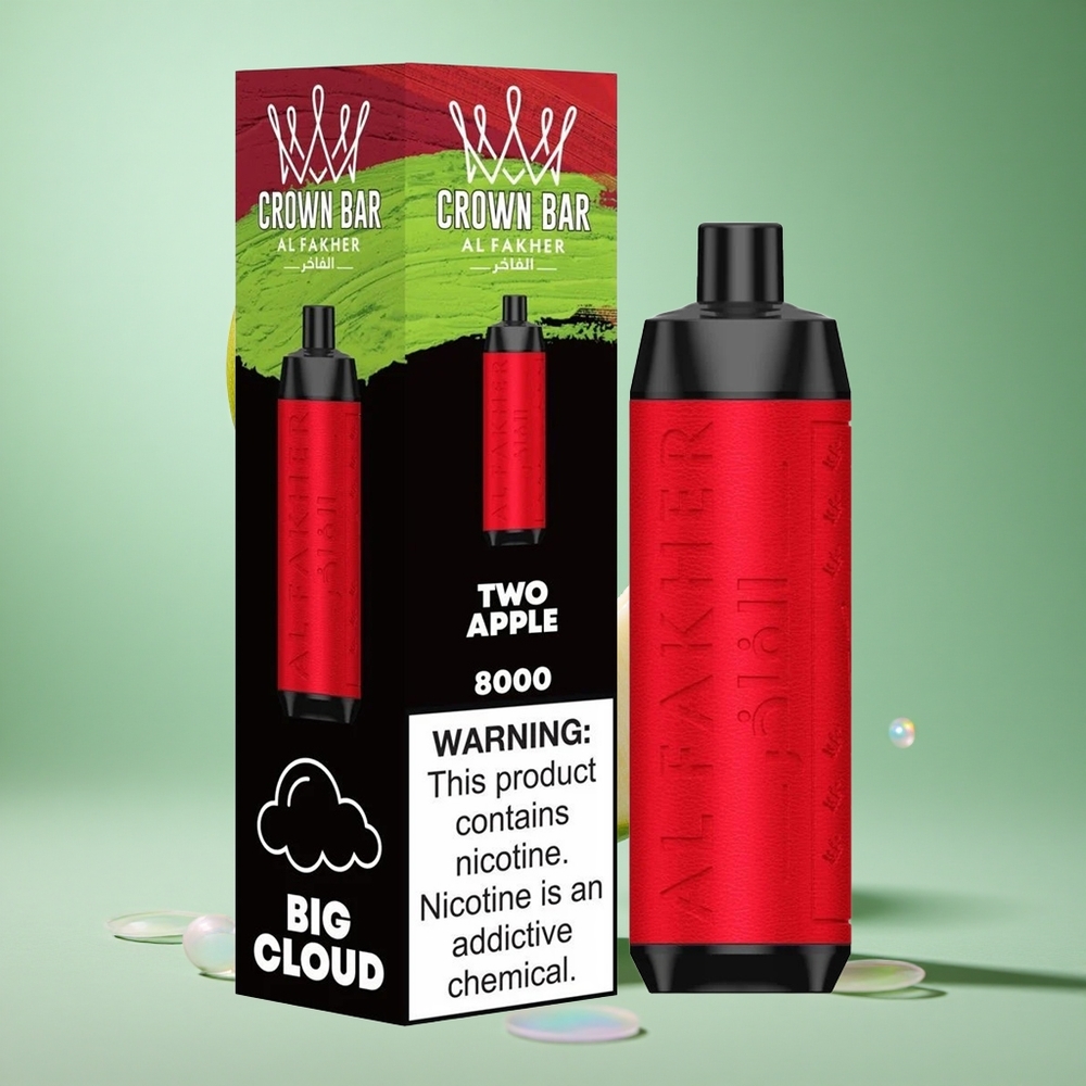 Al Fakher Crown Bar 8000 Two Apple UK Wholesale Vapes 18ml e-Liquid 5mg Nicotine