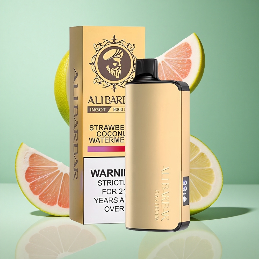 Alibarbar Ingot 9000 Puffs Pink Lemon UK Wholesale Vapes 22ml E-liquid LED Display