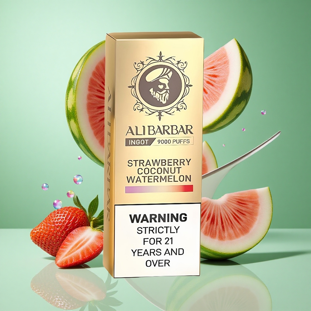 Alibarbar Ingot 9000 Puffs Strawberry Coconut Watermelon UK wholesale vapes 22ml LED Display